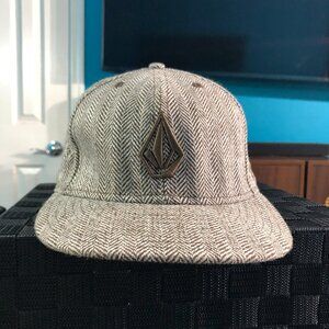 Volcom New Era 59FIFTY Brown Houndstooth / Herringbone Fitted Hat Cap Size 7 3/4